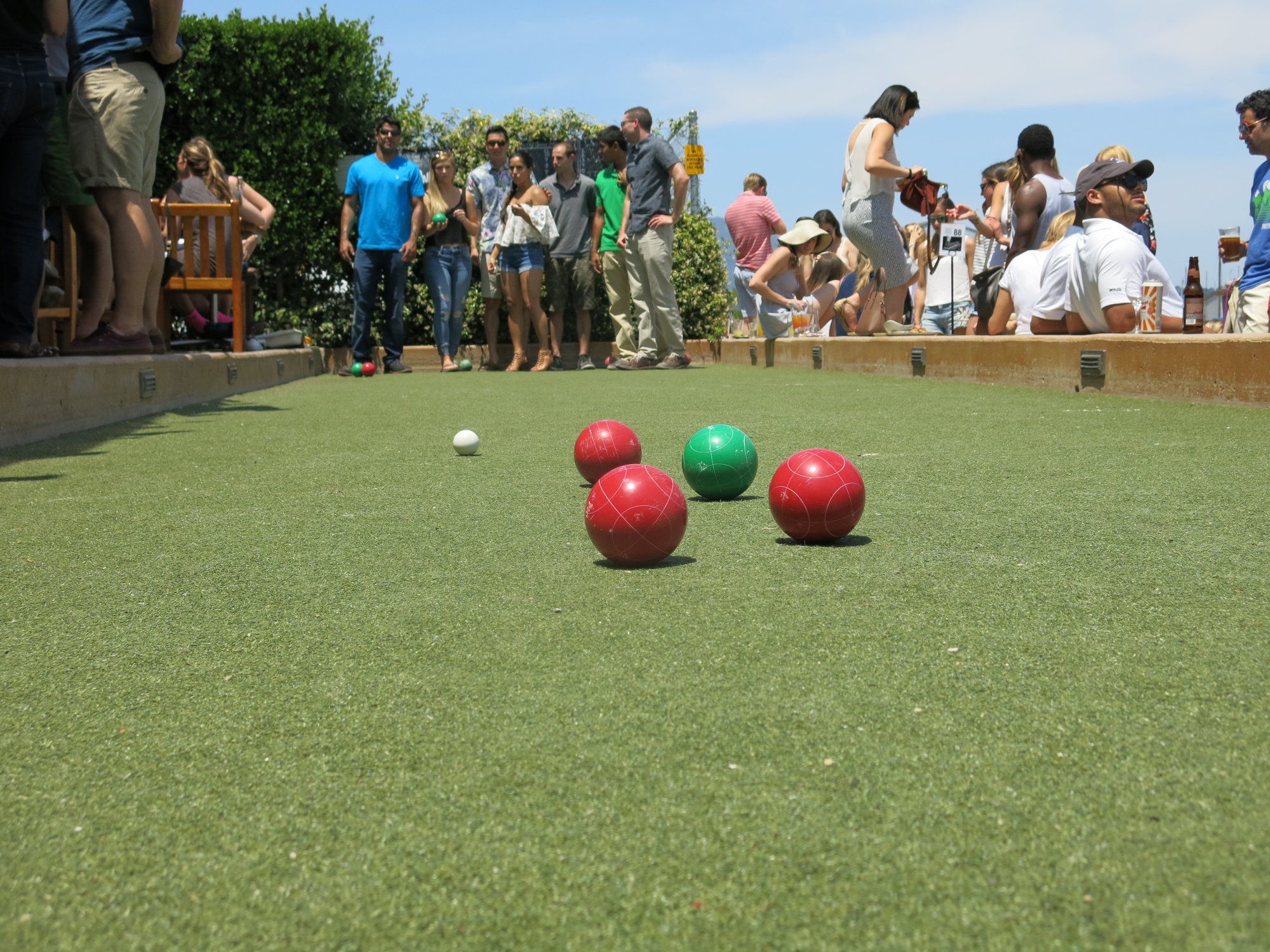 bocce court on a gorgeous day at Bar Bocce